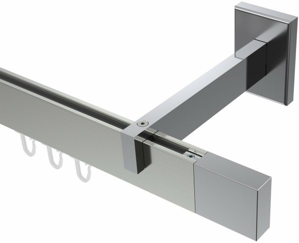 Innenlauf Gardinenstange Aluminium / Metall eckig 14x35 mm SMARTLINE - Lox Edelstahl-Optik / Chrom (WA lang) 100 cm