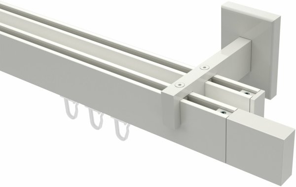 Innenlauf Gardinenstange Aluminium / Metall eckig 14x35 mm 2-läufig SMARTLINE - Lox Weiß 100 cm