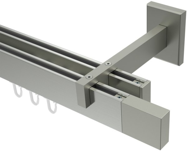 Innenlauf Gardinenstange Edelstahl-Optik eckig 14x35 mm 2-läufig SMARTLINE - Lox (WA lang) 100 cm