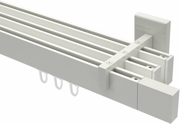 Innenlauf Gardinenstange Aluminium / Metall eckig 14x35 mm 3-läufig SMARTLINE - Lox Weiß 100 cm