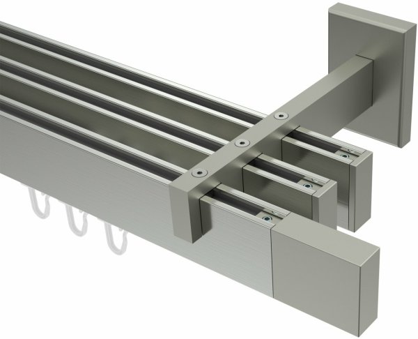 Innenlauf Gardinenstange Edelstahl-Optik eckig 14x35 mm 3-läufig SMARTLINE - Lox (WA lang) 100 cm