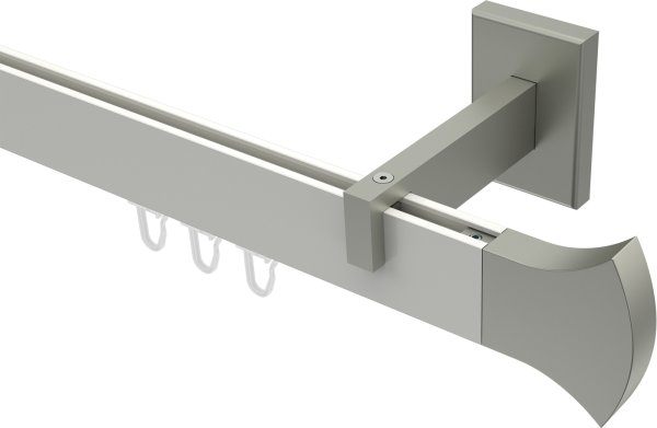 Innenlauf Gardinenstange Aluminium / Metall eckig 14x35 mm SMARTLINE - Conex Weiß / Edelstahl-Optik 100 cm