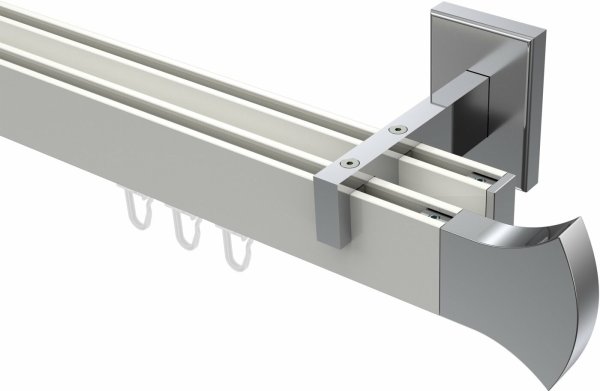 Innenlauf Gardinenstange Aluminium / Metall eckig 14x35 mm 2-läufig SMARTLINE - Conex Weiß / Chrom 100 cm