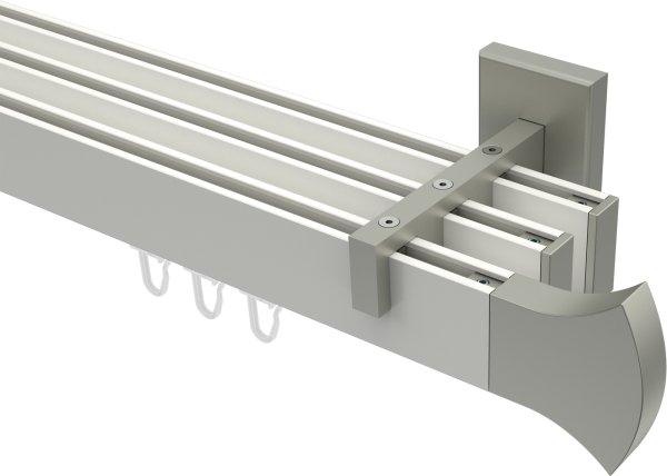 Innenlauf Gardinenstange Aluminium / Metall eckig 14x35 mm 3-läufig SMARTLINE - Conex Weiß / Edelstahl-Optik 100 cm