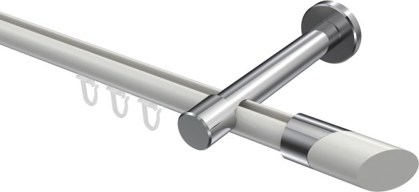 Innenlauf Gardinenstange Aluminium / Metall 20 mm Ø PRESTIGE - Verano Weiß / Chrom 100 cm