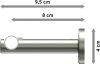 Gardinenstange Edelstahl-Optik 16 mm Ø MEDIUM - Puros 100 cm