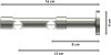 Innenlauf Gardinenstange Edelstahl-Optik 16 mm Ø 2-läufig SINUX - Castello 100 cm