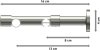 Rundrohr-Innenlauf Gardinenstange Edelstahl-Optik 16 mm Ø 2-läufig SINUX - Casa 100 cm