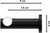 Gardinenstange Metall 20 mm Ø PLATON - Bento Chrom / Schwarz 100 cm