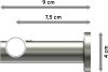 Gardinenstange Metall 20 mm Ø PLATON - Mavell Schwarz / Edelstahl-Optik 100 cm