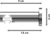 Innenlauf Gardinenstange Aluminium / Metall 20 mm Ø PLATON - Santo Schwarz / Chrom 100 cm