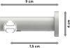 Innenlauf Gardinenstange Aluminium / Metall 20 mm Ø PLATON - Zoena Silbergrau / Weiß 100 cm