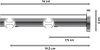 Innenlauf Gardinenstange Aluminium / Metall 20 mm Ø 2-läufig PLATON - Mavell Schwarz / Chrom 100 cm