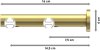 Innenlauf Gardinenstange Messing-Optik 20 mm Ø 2-läufig PLATON - Santo 100 cm