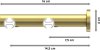 Innenlauf Gardinenstange Edelstahl-Optik / Messing-Optik 20 mm Ø 2-läufig PLATON - Tanara 100 cm