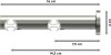 Innenlauf Gardinenstange Aluminium / Metall 20 mm Ø 2-läufig PLATON - Samanto Schwarz / Edelstahl-Optik 100 cm