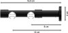 Innenlauf Gardinenstange Aluminium / Metall 20 mm Ø 2-läufig PRESTIGE - Santo Schwarz 100 cm