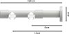 Innenlauf Gardinenstange Aluminium / Metall 20 mm Ø 2-läufig PRESTIGE - Sitra Edelstahl-Optik / Weiß 100 cm