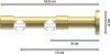 Innenlauf Gardinenstange Messing-Optik 20 mm Ø 2-läufig PRESTIGE - Luino 100 cm