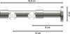 Innenlauf Gardinenstange Edelstahl-Optik 20 mm Ø 2-läufig PRESTIGE - Tanara 100 cm