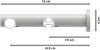 Rundrohr-Innenlauf Gardinenstange Aluminium / Metall 20 mm Ø 2-läufig PLATON - Sitra Schwarz / Weiß 100 cm