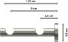 Träger Enorma Edelstahl 2-läufig 3,5 und 9,5 cm für Gardinenstangen 16 mm Ø 