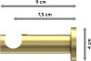 Träger Platon Messing-Optik 1-läufig 7,5 cm für Gardinenstangen 20 mm Ø 