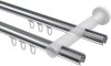 Innenlauf Gardinenstange Aluminium / Metall 20 mm Ø 2-läufig PLATON - Bento Chrom / Weiß 100 cm