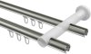 Innenlauf Gardinenstange Aluminium / Metall 20 mm Ø 2-läufig PLATON - Bento Edelstahl-Optik / Weiß 100 cm