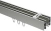 Innenlauf Gardinenstange Deckenmontage Aluminium / Metall eckig 14x35 mm 2-läufig SMARTLINE (Universal) - Lox Edelstahl-Optik / Weiß 100 cm