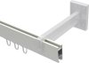 Innenlauf Gardinenstange Aluminium / Metall eckig 14x35 mm SMARTLINE - Lox Weiß / Edelstahl-Optik (WA lang) 100 cm