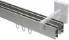 Innenlauf Gardinenstange Aluminium / Metall eckig 14x35 mm 2-läufig SMARTLINE - Lox Edelstahl-Optik / Weiß 100 cm