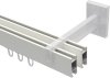 Innenlauf Gardinenstange Aluminium / Metall eckig 14x35 mm 2-läufig SMARTLINE - Paxo Weiß / Edelstahl-Optik (WA lang) 100 cm