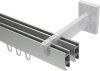 Innenlauf Gardinenstange Aluminium / Metall eckig 14x35 mm 2-läufig SMARTLINE - Paxo Edelstahl-Optik / Chrom (WA lang) 100 cm