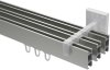 Innenlauf Gardinenstange Aluminium / Metall eckig 14x35 mm 3-läufig SMARTLINE - Conex Edelstahl-Optik / Chrom 100 cm