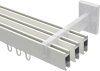 Innenlauf Gardinenstange Aluminium / Metall eckig 14x35 mm 3-läufig SMARTLINE - Conex Weiß / Edelstahl-Optik (WA lang) 100 cm