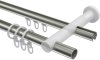 Rundrohr-Innenlauf Gardinenstange Aluminium / Metall 20 mm Ø 2-läufig PLATON - Estana Edelstahl-Optik / Weiß 100 cm