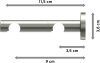 Träger Enorma Edelstahl 2-läufig 3,5 und 9,5 cm für Gardinenstangen 16 mm Ø 